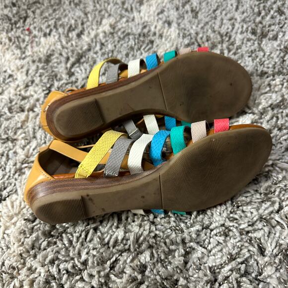 Nine West Calypso Gladiator Strappy Sandals 7.5 Rainbow Stripe Faux Leather - Picture 3 of 9